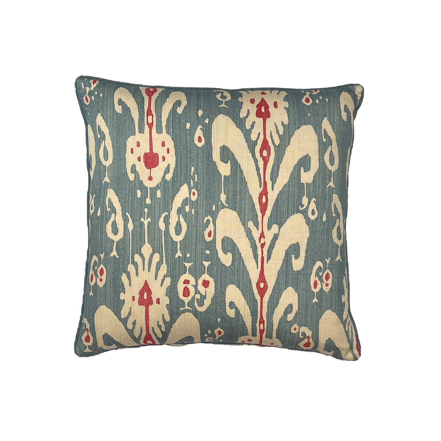 Blue & Red Ikat Cushion