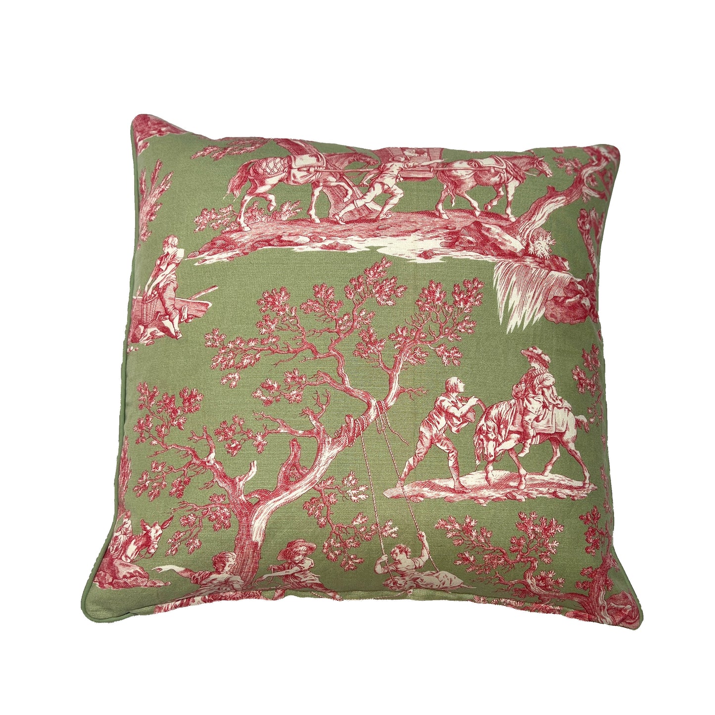 Pink & Green Toile Cushion