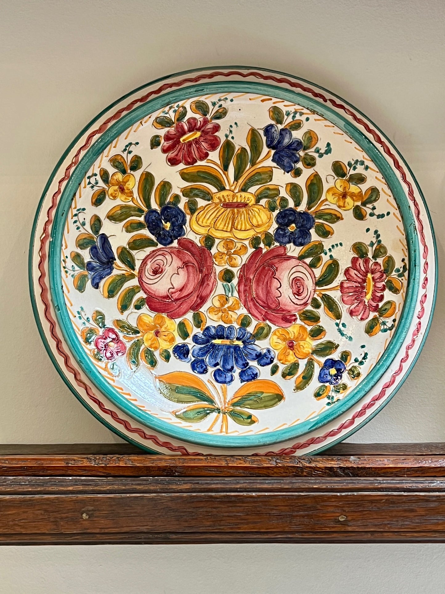 Hand Painted Vintage Majolica Plate, Deruta