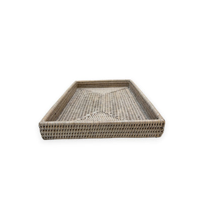 Rattan Rectangular Flat Tray - Medium