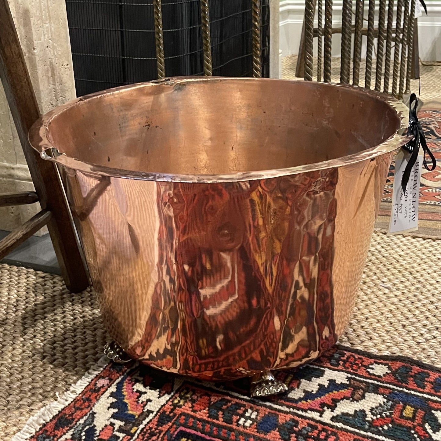 Large Copper with Brass Feet