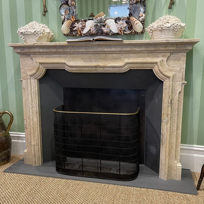 Louis XIV Travertine Fireplace