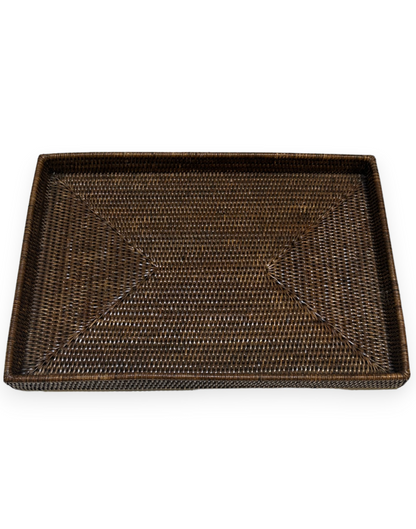 Rattan Rectangular Flat Tray - Medium