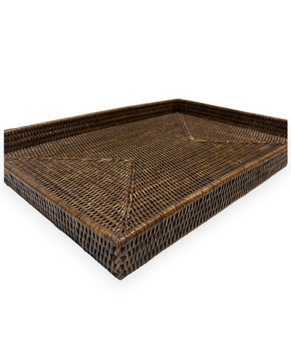 Rattan Rectangular Flat Tray - Medium