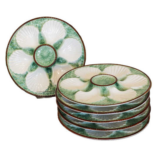 Green & White Oyster Plates